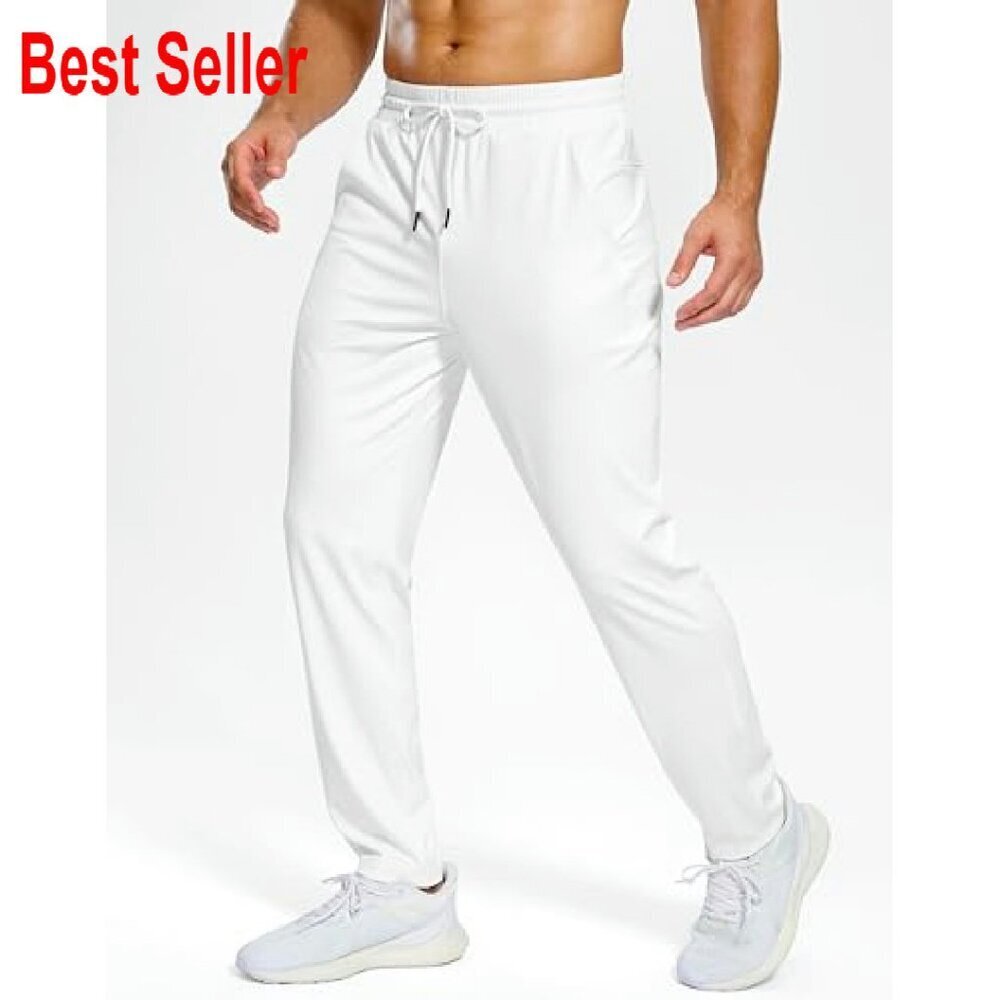 Men's Lightweight Stretch Sweatpants Tapered Joggers Athletic Gym Workout - Picture 2 of 6